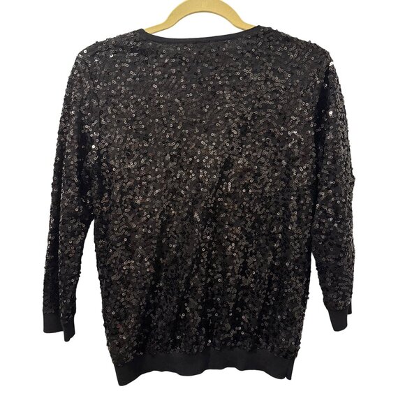 Lauren Conrad Womens Sequin Cardigan Sweater Sz Medium Black - Picture 10 of 12